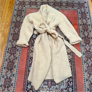 A.L.C. Nude Wool Nubby Boucle Knit Wrap Coat